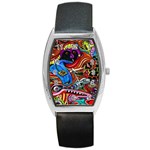 Psychedelic Trippy Hippie  Weird Art Barrel Style Metal Watch