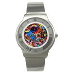 Psychedelic Trippy Hippie  Weird Art Stainless Steel Watch