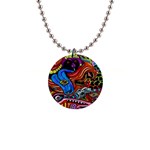 Psychedelic Trippy Hippie  Weird Art 1  Button Necklace