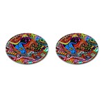 Psychedelic Trippy Hippie  Weird Art Cufflinks (Oval)