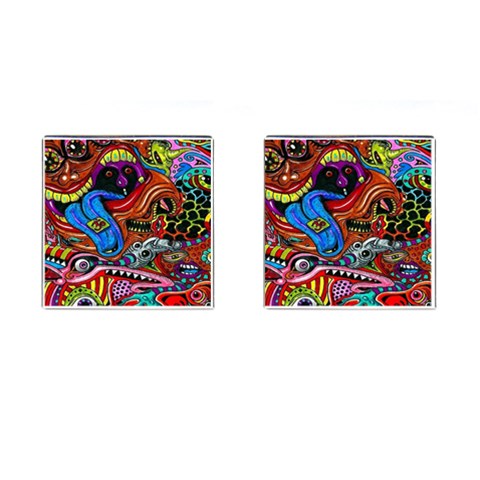 Psychedelic Trippy Hippie  Weird Art Cufflinks (Square) from ArtsNow.com Front(Pair)