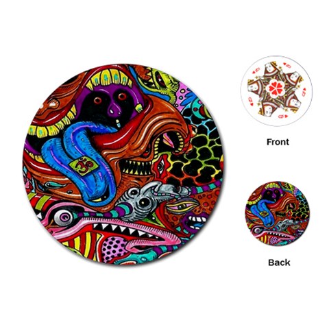 Psychedelic Trippy Hippie  Weird Art Playing Cards Single Design (Round) from ArtsNow.com Front