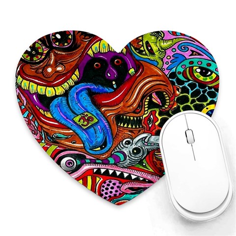 Psychedelic Trippy Hippie  Weird Art Heart Mousepad from ArtsNow.com Front