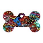 Psychedelic Trippy Hippie  Weird Art Dog Tag Bone (One Side)