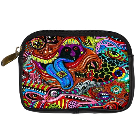 Psychedelic Trippy Hippie  Weird Art Digital Camera Leather Case from ArtsNow.com Front