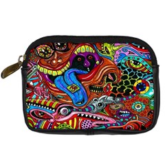 Psychedelic Trippy Hippie  Weird Art Digital Camera Leather Case from ArtsNow.com Front