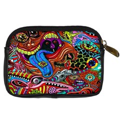 Psychedelic Trippy Hippie  Weird Art Digital Camera Leather Case from ArtsNow.com Back