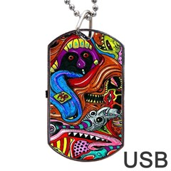 Psychedelic Trippy Hippie  Weird Art Dog Tag USB Flash (Two Sides) from ArtsNow.com Front