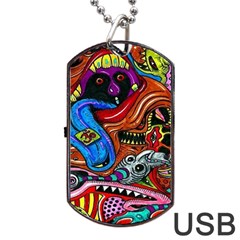 Psychedelic Trippy Hippie  Weird Art Dog Tag USB Flash (Two Sides) from ArtsNow.com Back