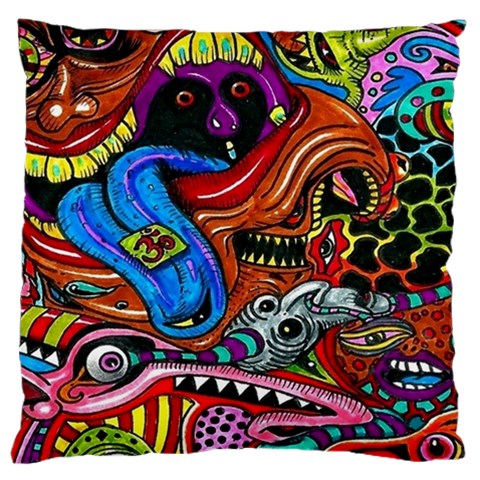 Psychedelic Trippy Hippie  Weird Art Large Cushion Case (One Side) from ArtsNow.com Front