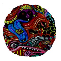 Psychedelic Trippy Hippie  Weird Art Large 18  Premium Round Cushions from ArtsNow.com Front