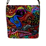 Psychedelic Trippy Hippie  Weird Art Flap Closure Messenger Bag (L)