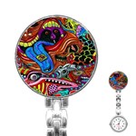 Psychedelic Trippy Hippie  Weird Art Stainless Steel Nurses Watch