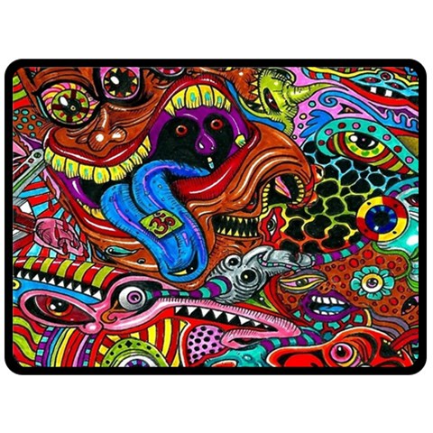 Psychedelic Trippy Hippie  Weird Art Two Sides Fleece Blanket (Large) from ArtsNow.com 80 x60  Blanket Front