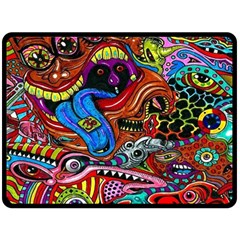 Psychedelic Trippy Hippie  Weird Art Two Sides Fleece Blanket (Large) from ArtsNow.com 80 x60  Blanket Back