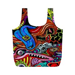 Psychedelic Trippy Hippie  Weird Art Full Print Recycle Bag (M) from ArtsNow.com Back