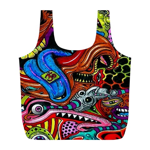 Psychedelic Trippy Hippie  Weird Art Full Print Recycle Bag (L) from ArtsNow.com Front