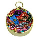 Psychedelic Trippy Hippie  Weird Art Gold Compasses