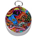 Psychedelic Trippy Hippie  Weird Art Silver Compasses