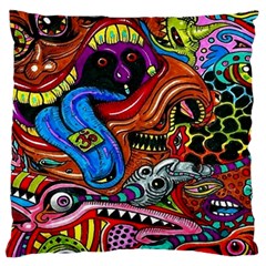 Psychedelic Trippy Hippie  Weird Art Large Premium Plush Fleece Cushion Case (Two Sides) from ArtsNow.com Back