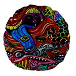 Psychedelic Trippy Hippie  Weird Art Large 18  Premium Flano Round Cushions