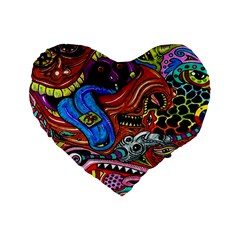 Psychedelic Trippy Hippie  Weird Art Standard 16  Premium Flano Heart Shape Cushions from ArtsNow.com Front