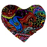 Psychedelic Trippy Hippie  Weird Art Large 19  Premium Flano Heart Shape Cushions