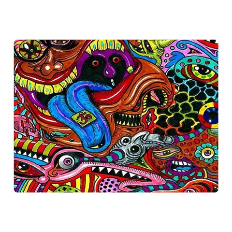 Psychedelic Trippy Hippie  Weird Art Two Sides Premium Plush Fleece Blanket (Mini) from ArtsNow.com 35 x27  Blanket Front