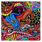 Psychedelic Trippy Hippie  Weird Art Square Satin Scarf (36  x 36 )