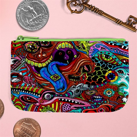 Psychedelic Trippy Hippie  Weird Art Large Coin Purse from ArtsNow.com Front