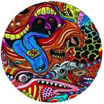 Psychedelic Trippy Hippie  Weird Art Wooden Bottle Opener (Round)