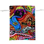 Psychedelic Trippy Hippie  Weird Art Lightweight Drawstring Pouch (XL)