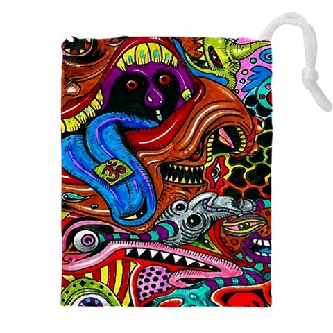 Psychedelic Trippy Hippie  Weird Art Drawstring Pouch (4XL) from ArtsNow.com Front