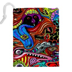 Psychedelic Trippy Hippie  Weird Art Drawstring Pouch (4XL) from ArtsNow.com Back