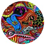 Psychedelic Trippy Hippie  Weird Art Round Trivet