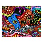 Psychedelic Trippy Hippie  Weird Art Premium Plush Fleece Blanket (Large)