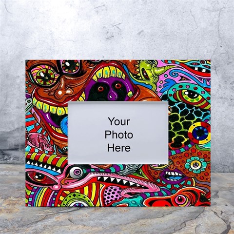 Psychedelic Trippy Hippie  Weird Art White Tabletop Photo Frame 4 x6  from ArtsNow.com Front