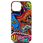 Psychedelic Trippy Hippie  Weird Art iPhone 14 Black UV Print Case