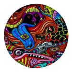 Psychedelic Trippy Hippie  Weird Art Round Glass Fridge Magnet (4 pack)