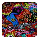 Psychedelic Trippy Hippie  Weird Art Square Glass Fridge Magnet (4 pack)