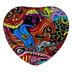 Psychedelic Trippy Hippie  Weird Art Heart Glass Fridge Magnet (4 pack)