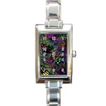 Trippy Dark Psychedelic Rectangle Italian Charm Watch