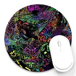 Trippy Dark Psychedelic Round Mousepad