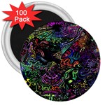 Trippy Dark Psychedelic 3  Magnets (100 pack)