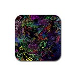 Trippy Dark Psychedelic Rubber Square Coaster (4 pack)