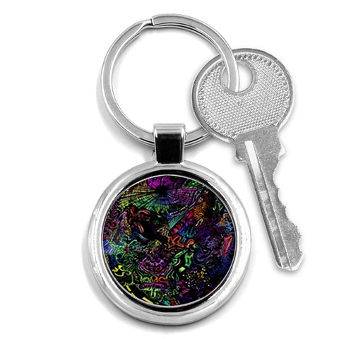 Trippy Dark Psychedelic Key Chain (Round) from ArtsNow.com Front