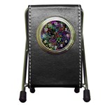 Trippy Dark Psychedelic Pen Holder Desk Clock