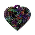 Trippy Dark Psychedelic Dog Tag Heart (One Side)