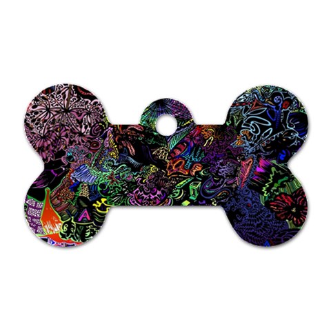 Trippy Dark Psychedelic Dog Tag Bone (Two Sides) from ArtsNow.com Front