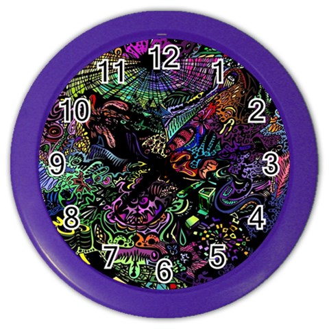 Trippy Dark Psychedelic Color Wall Clock from ArtsNow.com Front